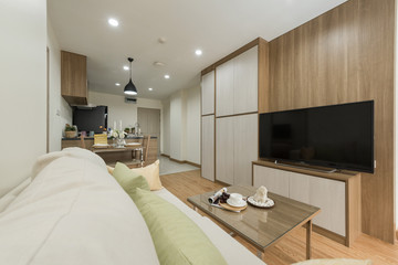 Modern spacious lounge or living room interior