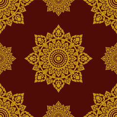 Auburn Thai ancient pattern. vintage thai traditional on auburn background ,Thailand art background