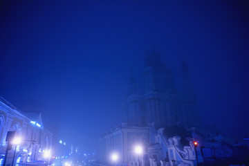St. Andrew's church with night lights, Kiev, Ukraine.