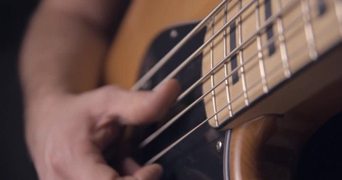 Bass Guitar slow motion, with slap technique, jazz bass fender