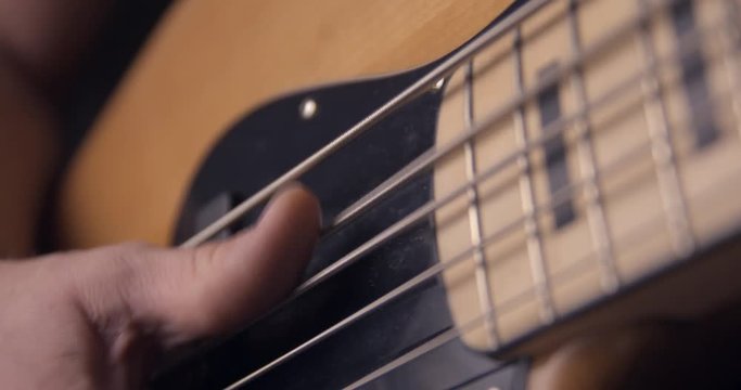 Bass Guitar slow motion, with slap technique, jazz bass fender