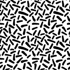 Fototapeta na wymiar Hand drawn seamless repeating pattern with abstract shapes brush strokes in black and white