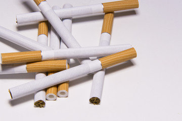 Cigarette on white background