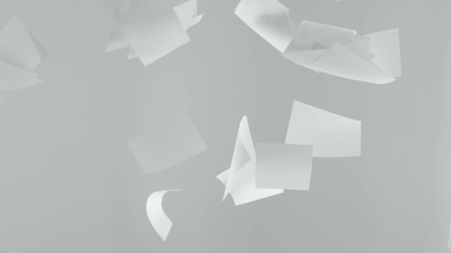 Blank paper sheets falling down