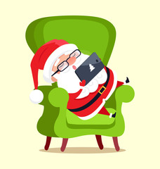 Santa Claus with Tablet Icon Vector Illustration