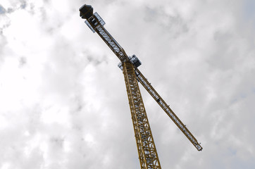 looking up at a large crane
