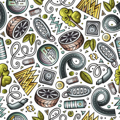 Cartoon cute hand drawn automotive seamless pattern