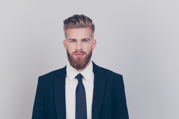 Leader leadership professional success concept. Portrait of strict harsh handsome attractive...