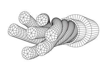 Electrical cable cleared wire. Wireframe low poly mesh vector illustration