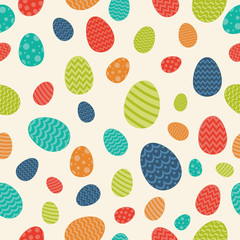 Easter wallpaper - seamless texture with decorative eggs. Vector.