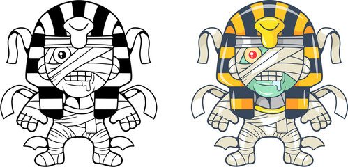 cartoon cute mummy, funny illustration