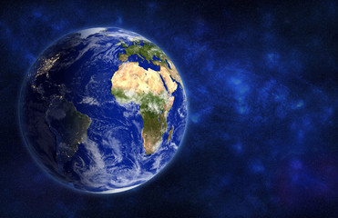 Earth globe , view from space, 3D rendering. Elements of this image furnished by NASA