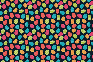 Easter pattern with colourful eggs. Vector.