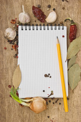 notebook for recipes and spices