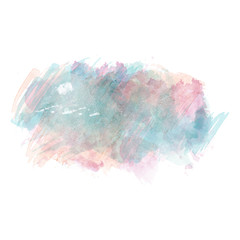 Blue and pink watercolor painted vector stain isolated on white background