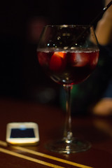 Pouring red wine into the glass