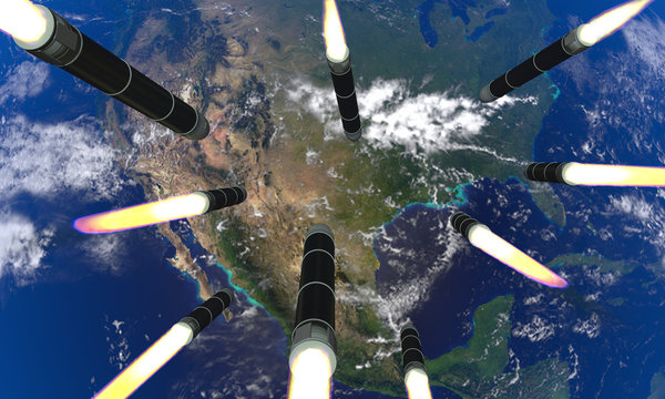Nuclear missiles flying to the territory of North America. Attack on US.