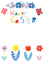 Happy Easter greeting card, invitation, brochure or template in bold colors