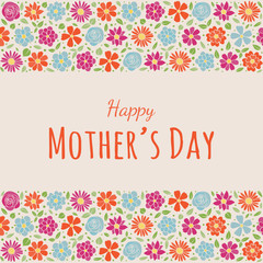 Concept of a poster with colorful flowers for Mother's Day. Vector.