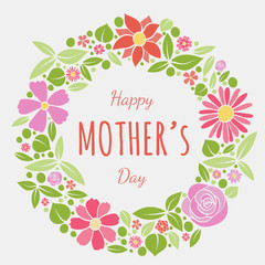 Concept of a poster with colorful flowers for Mother's Day. Vector.