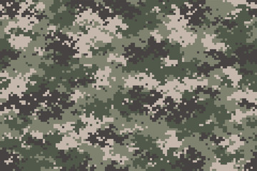 Woodland summer camouflage. Trendy style camo, repeat print. Vector illustration.