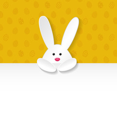 Easter background with bunnies and copyspace. Vector.