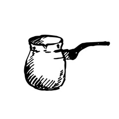 Hand drawn cezve. Sketch, vector illustration.