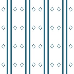 Seamless vertical striped pattern with rhombuses in blue and white
