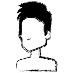 young man shirtless avatar character vector illustration design