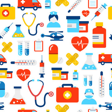Medical and Healthcare Icons Seamless Pattern - Wallpaper