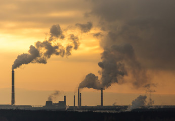 Smoke from the pipes in the factory