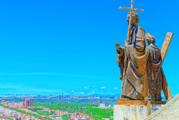 Fototapeta premium View of the capital of Spain-beautiful city Madrid from a bird's