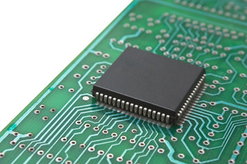  microchips on  printed circuit board