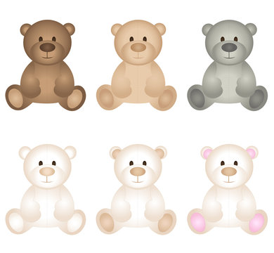 Teddy bear icon set vector