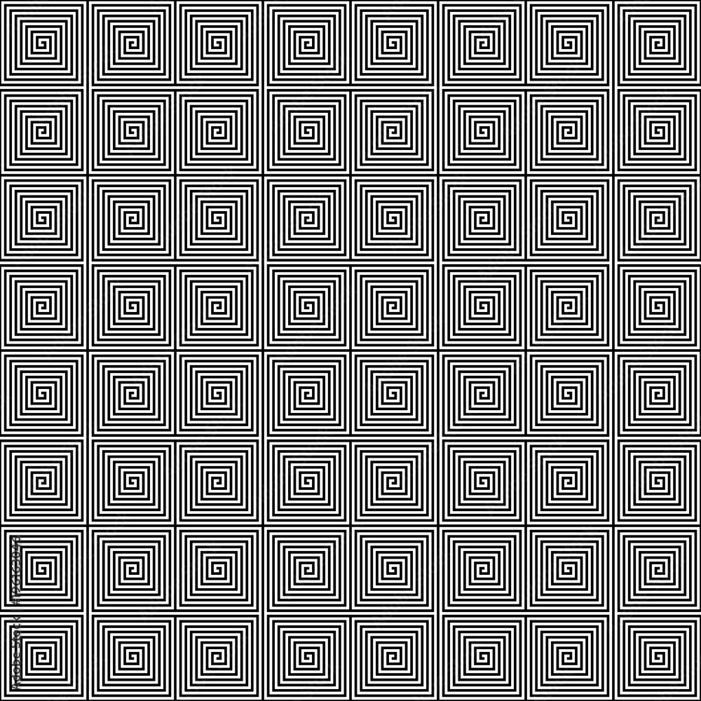 Poster abstract seamless geometric pattern background. square spiral maze in black and white and diagonal a