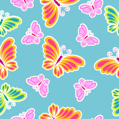 beautiful pink flowers , on a blue, pattern