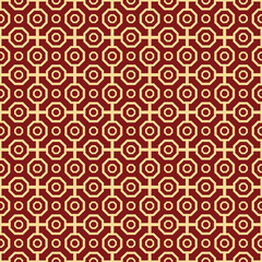 Geometric abstract vector octagonal red and golden background. Geometric abstract ornament. Seamless modern pattern