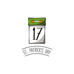 Tear-off calendar with the date 17 March to St. Patrick s Day.  illustration.