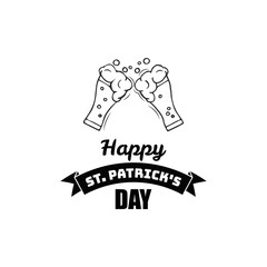 Obraz premium Saint Patrick s Day label with two glasses of beer. .