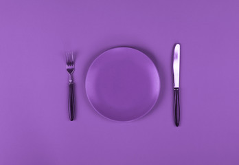 cutlery on a lilac background