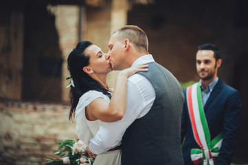 Two lovers hearts on the wedding ceremony
