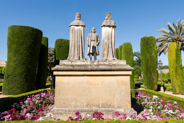 Monument of Christopher Columbus, Queen Isabella, King Ferdinand in Spain - obrazy, fototapety, plakaty