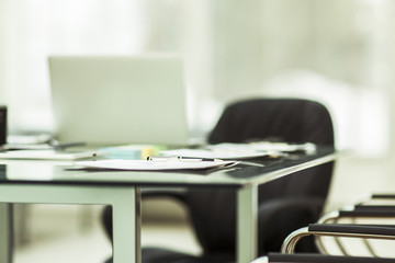 Desk Manager of the company before the working meeting.