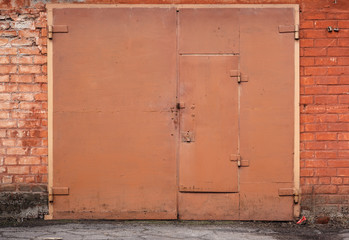 Old closed garage doors