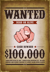 Vintage Wanted Western Poster - 196164837