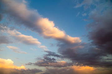 Beautiful clouds in the sky at sunset