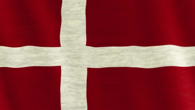 Closeup of Denmark flag blown in the wind.
