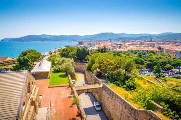 Fototapeta na wymiar Panoramic view of traditional architecture in Savona, Liguria, Italy