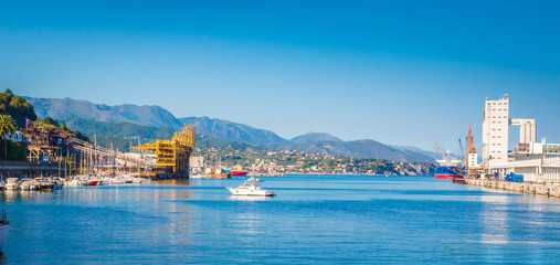 Beautiful harbor of Savona, Liguria, Italy - obrazy, fototapety, plakaty