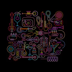 Gordijnen Neonkleuren Abstract muziekontwerp ©  danjazzia